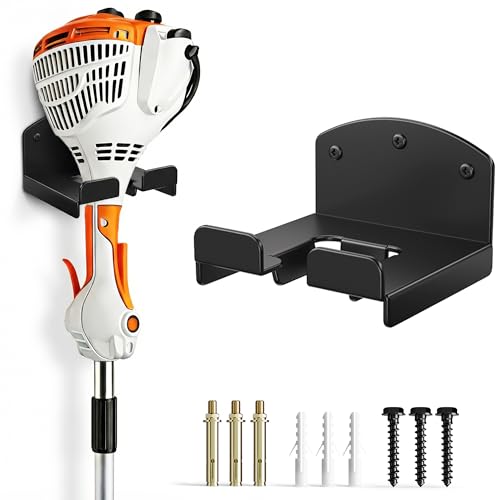 niffgaff Weed Wacker Wall Rack - Heavy Duty Garage Tool Organizer with Hooks for Trimmer Blower Lawn Equipment Storage Mount for Wood/Concrete Walls 1pcs