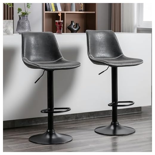NOBPEINT Adjustable Modern Counter Height Bar Stools, 360 Swivel Bar Chairs in Black, Set of 2