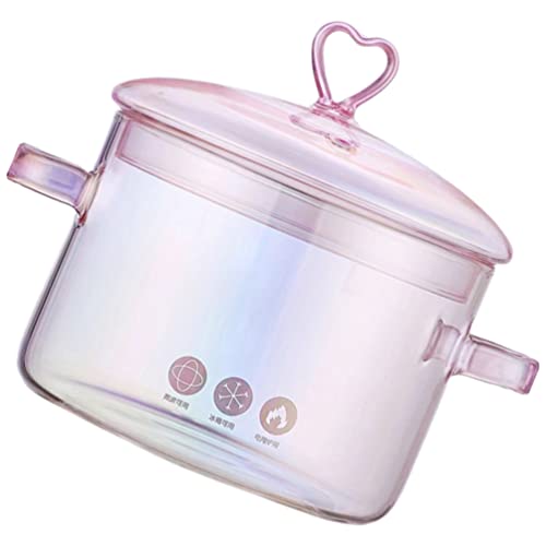 Induction Pots Set Saucepan Glass Saucepan With Lid Clear Glass Saucepan For Cooking On Stovetop 1 5 Liter Glass Saucepan For Pasta Soup Milk Tea (Pink) Saucepan Bowl With Lid