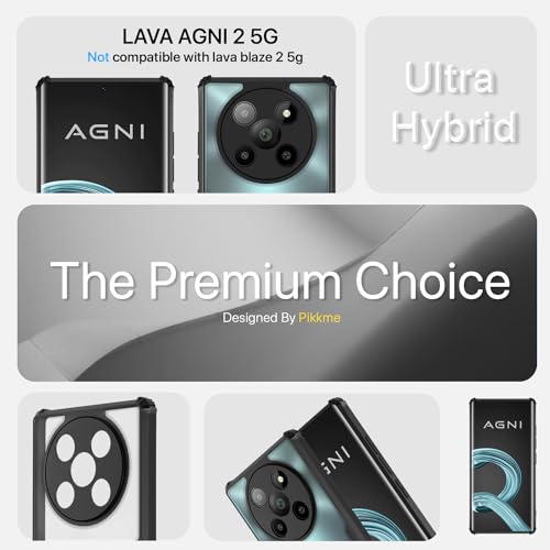 Image of Outlouders Back Cover for Lava Agni 2 5G | Ultra Hybrid Transparent | Full Camera Protection | Raised Edge | Crystal Clear Bumper Case (Black)