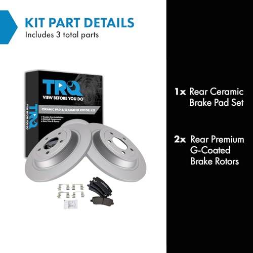 Image of TRQ Rear Brake Pad and Rotor Set Ceramic Coated Rotors Compatible with 2018 Ford Mustang