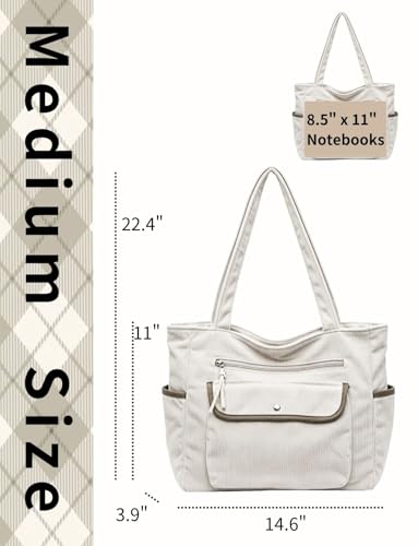 Bolso Tote de pana para mujer, grande y con múltiples bolsillos miniatura 5