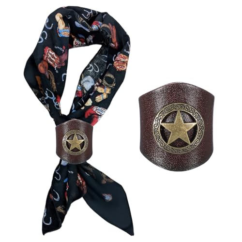 Anneau bandana occidental en cuir fait main avec étoiles pour sublimer vos écharpes homme