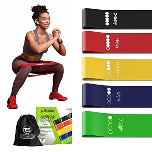 TechStone Resistance Bands Set for Men and Women, Pack of 5 Different Resistance Levels Elastic Band for Home Gym Long Exercise Workout – Great Fitness Equipment for Training