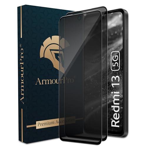 Image of ArmourPro Privacy Tempered Glass Screen Protector Compatible for Redmi 13, Redmi 12 and Poco M6 Pro (6.79 Inch) with Edge to Edge Coverage and Easy Installation kit (Pack of 2)