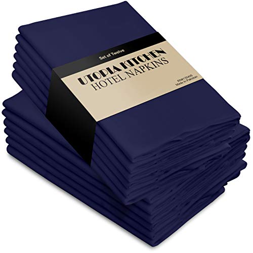 Utopia Kitchen Cloth Napkins 18 by 18 Inches, 12 Pack Navy Dinner Napkins