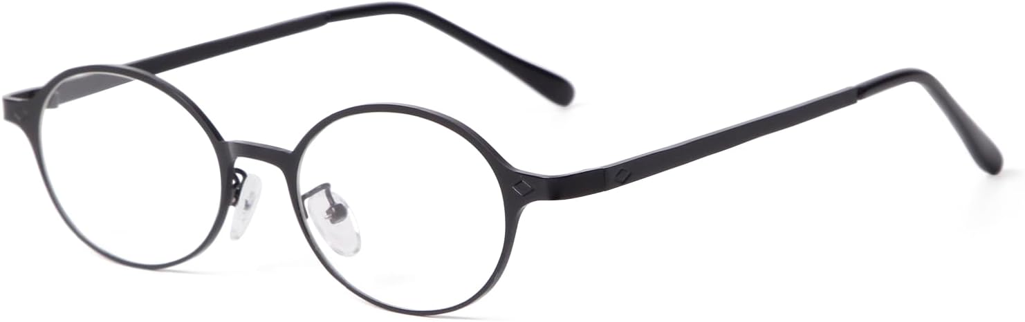 JUDOO Fashion Glasses for Women Men, Y2K Oval Blue Light Glasses Metal Rose Gold Silver Black Fake Glasses with Clear Lens