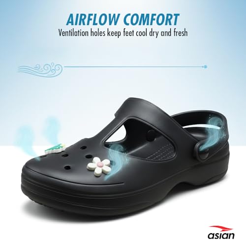 Image of ASIAN Women's INDIGO-07 Comfortable & Light Weight Clogs for Women | Stylish & Anti-Skid Sandals with Adjustable Back Strap for Adult | Waterproof & Everyday Use Mules for Girls and Ladies