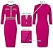 VFSHOW Womens 2024 Business Button Crew Neck Fitted Wear to Work Office Patchwork Pencil Sheath Dress (Hot Pink, Medium) 11408 HPIK M