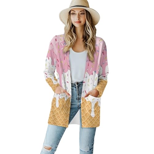 Image of Women's Open Front Cardigan Long Sleeve Loose Sweater Lightweight Soft Cardigan Jackets
