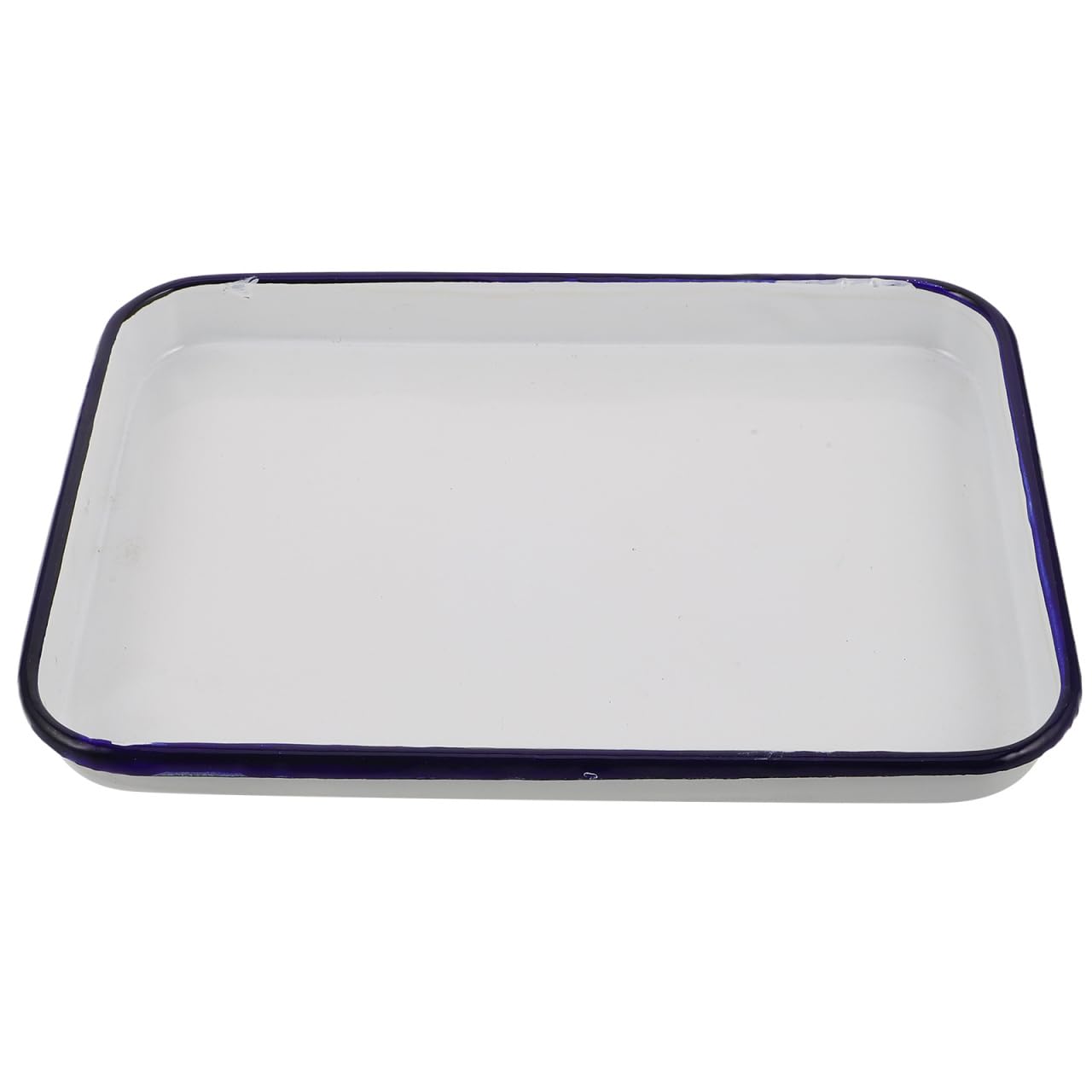 Cabilock Classic Enamel Roasting Pan Small Rectangular Baking Tray Porcelain-Glazed Nonstick Cookware for Oven Use and Serving, Vintage White Enamelware for Home Cooking