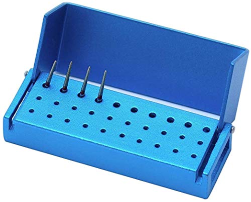 Mike-dental Nouveau Style Aluminium Fraises BUR Bloc de support Boîte de désinfection autoclave 30 trous (Bleu) Cover