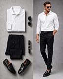 Runcati Męska koszulka polo z długim rękawem, biały, L