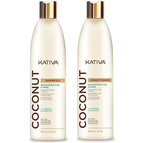 Organic Coconut Shampoo and Conditioner Pack set of 2. Reconstruction & Shine for your Hair. Sat, Sulfates and Parabenos Free Shampoo.