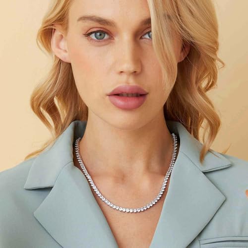 Gemsme 4mm Tennis Necklaces for Women - 3 Prong 18K White Gold Plated Round Cubic Zirconia Classic diamond Tennis Chain, Tennis Necklace for Women and Men, Size 16/18/20/22/24 inch2