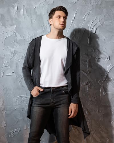 Long Hooded Cardigan Open Front Draped Cape Overcoat Lightweight Sweater with Pockets4