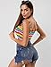 Allegra K Women's Cami Tube Top Tie Spaghetti Straps Sleeveless Summer Crop Tops X-Small Multicolor
