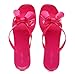 OMGard Studded Sandals for Women Bow Flip Flops Jelly Shoes Womens Pink Jellies Flat Size 8.5, Summer Beach Thong Slides with Rivets Dressy Slippers Slip On