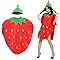 Ferizzia Déguisement de Fraise pour Adultes, Costume de Fruits pour Adulte, Costume de Cosplay Aux Fraises, Accessoires de Costumade pour Homme et Femme, pour Halloween, Jeu de Rôle, Fêtes à Thème
