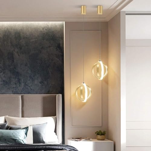 Lámpara colgante LED de doble anillo para decoración de dormitorio 7