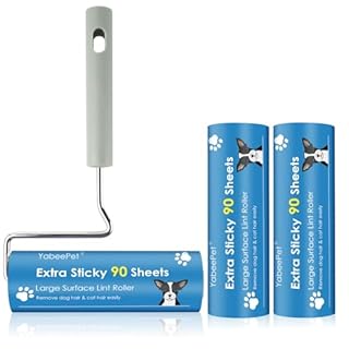 Kleberolle, große Oberfläche, 16 cm, Haaraufsatz, extra klebrig, für Hunde, Katzen, Kleidung und Möbel, 90 Blatt (1 Rolle + 2 Nachfüllungen)