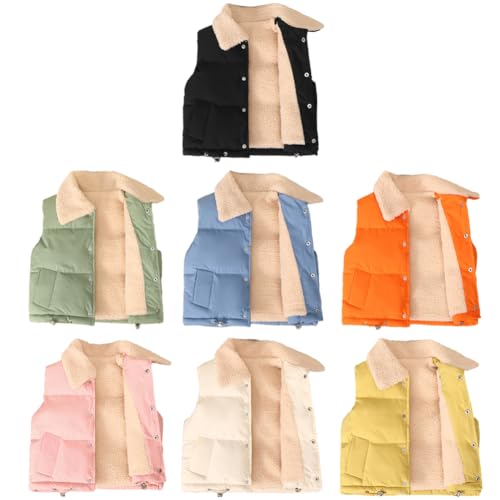 Hotfiary Kids Girl Boy Fleece Vests for Fall Winter Toddler Sleeveless Jacket Puffer Vest Padded Warm Coats with Pocket 1-8T4