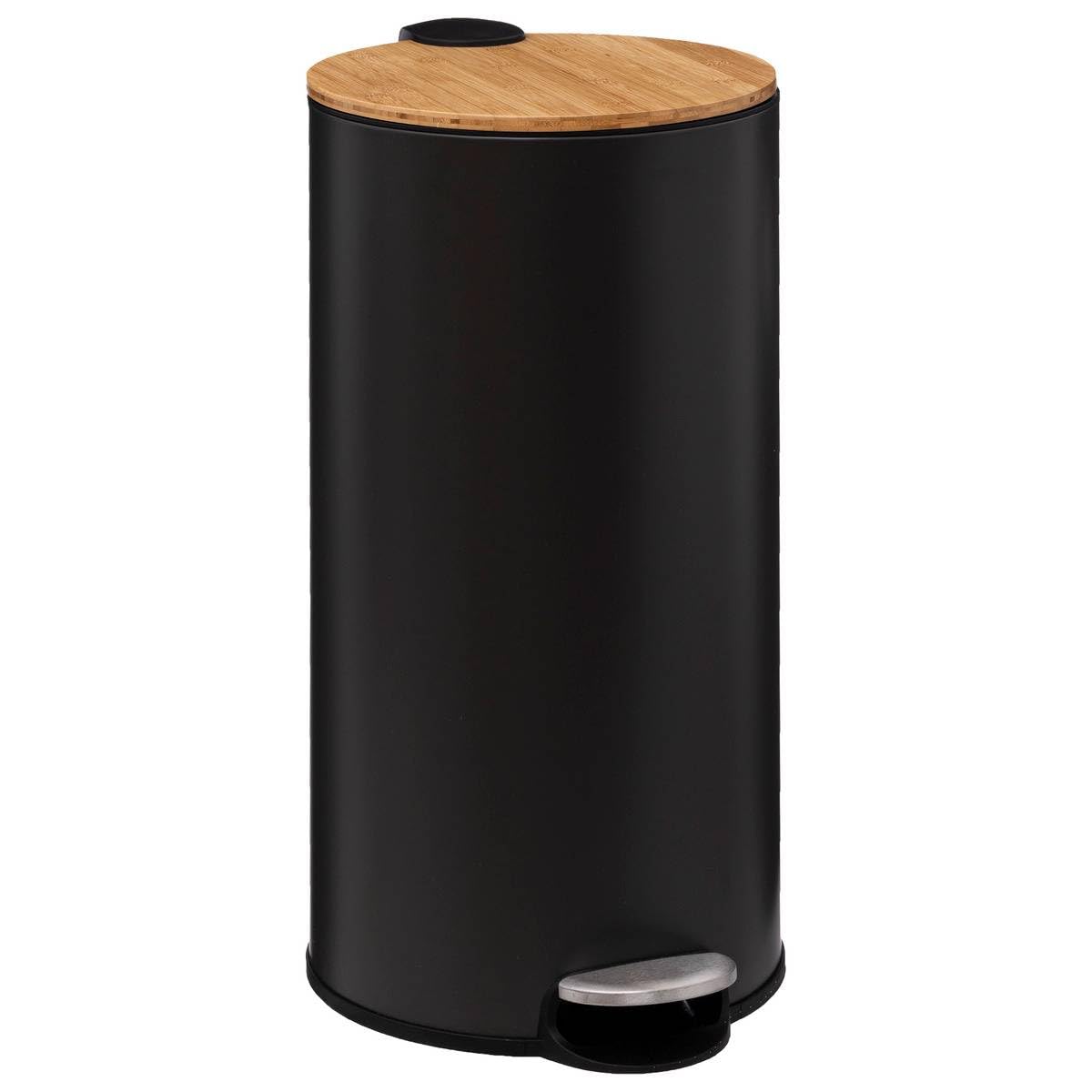 5five - poubelle couvercle bambou 30l "​modern color" noir