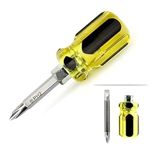 Buspoll Stubby Magnetic short Screwdriver with Phillips and Flat Heads – Perfect for DIY Repairs