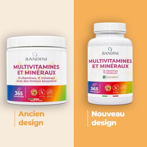 Bandini® Multivitamines et Minéraux 365 Comprimés (1 An) - 24 Nutriments Essentiels dont Vitamines A B C D E K Calcium Magnesium Zinc Fer Iode Acide Folique Biotine - Immunité, Fatigue, Cheveux, Peau – Image 5