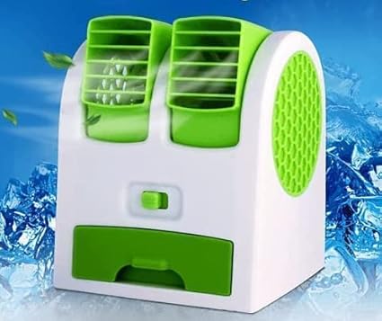 Gyanixx Mini Cooler AC USB Operated Air Mini Water Air Cooler Cooling Fan Duel Blower with Ice Chambe Perfect for Temple,Home,Kitchen USE, Study