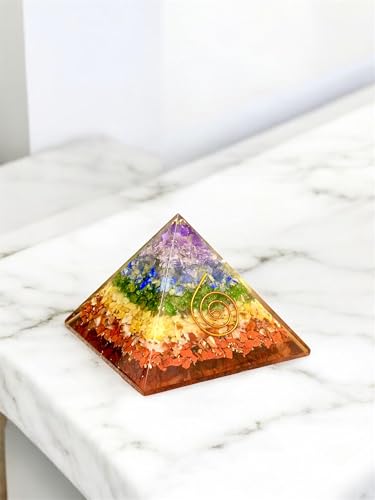 Image of 7 Chakra Orgone Pyramid | 2 Inch | Crystal Healing Energy Generator | Reiki Meditation Pyramid | Vastu & Feng Shui Pyramid | Decorative Home & Office Gift