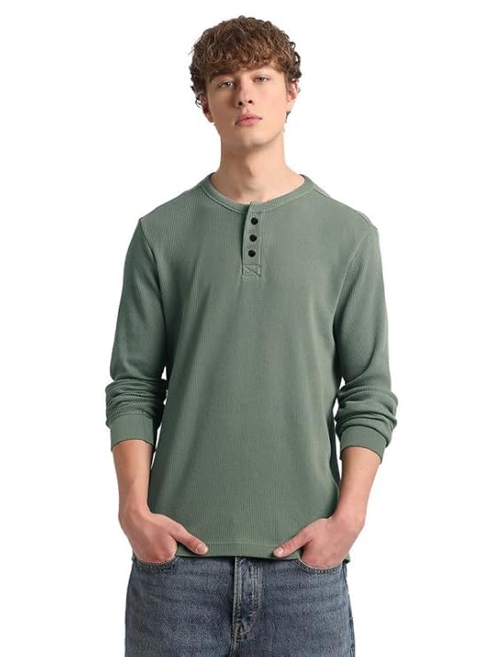 Image of LAZYCHUNKS Men's Full Sleeve Henley Neck Cotton Blend T-Shirt | Solid Regular Fit for Boys & Men | Soft Breathable Fabric | Casual Size S to 3XL