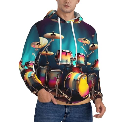Sweat à capuche homme Cool Drums Set pull noir à manches longues avec cordon de serrage