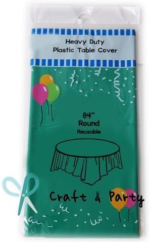 Evershine (6-Pack Heavy Duty Plastic Table Covers Tablecloth (Reusable) (Round 84", Emerald Green)