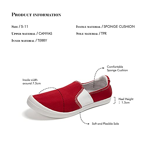 Image of FUNKYMONKEY Slip-On Canvas Sneakers for Women, Comfortable Lightweight Lace-Up Flat Casual Tennis Shoes Breathable Walking Shoes for Everyday Wear