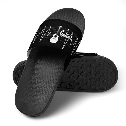 Bass Guitar Player Heartbeat Non Slip Slides Sandals for Women Men Quick Drying Shower Shoes for Bathroom Pool Beach4