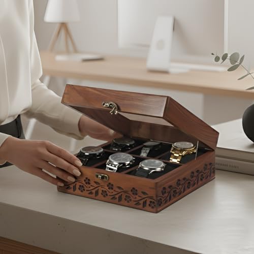 Vintage Wooden Watch Box for Men, Timepiece Storage & Organizer, ...