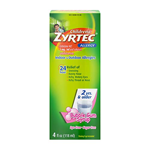 Image of Zyrtec Children's 24 Allergy Syrup Bubble Gum - 4 oz, Pack of 4