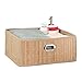 Relaxdays 10034146_126 Aufbewahrungskorb Bambus, Badkörbchen quadratisch, Stoff Regalkorb flach, HBT 14 x 31 x 31 cm, faltbar, Natur