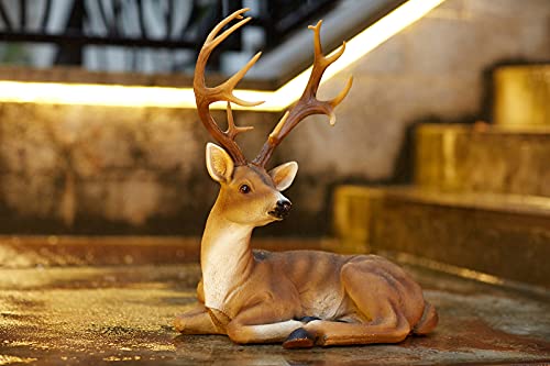 Xtapan 21.3" Resin Deer Buck Statues Figurine Sculpture Lawn Ornaments Animals Yard Art Garden Statues And Figurines Outdoors Decorations For Home Office Decor #TOP9