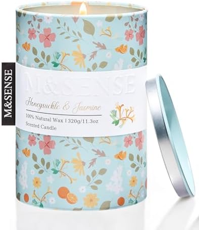 M&SENSE Honeysuckle Jasmine Candles Scented for Home, 11.3oz Natu...