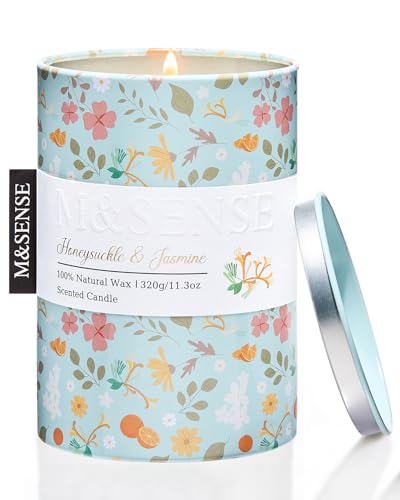 M&SENSE Spring Soy Candle Honeysuckle Jasmine Scented 11.3 oz