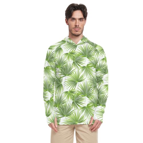 Sweat à capuche UPF 50 pour homme motif feuilles de palmier vert