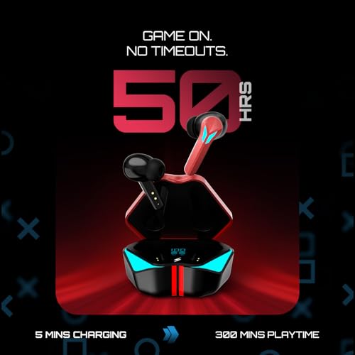 Image of Fire-BolttAero Shadow TWS Earbuds Custom EQ, RGB Lights, Wireless Bluetooth 5.4, Music & App Support, 50H Playtime, Fast Charging Case, 50ms Low Latency for Gaming, Touch Controls - Flame Red