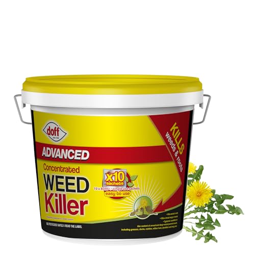 Doff Advanced Concentrated Weedkiller - 10 Sachets for Dilution in Water for Garden Protection – Kills Deep Rooted Weeds from Pathways to Driveways - Long Lasting Weed Control – Strong Weed Killer