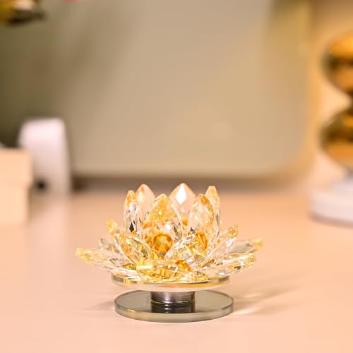 Image of ZAICUS Crystal Lotus Flower Showpiece for Home Decor & Office Desk | Feng Shui Decorative Gift for Housewarming, Birthday, Spiritual & Festive Decor (Multicolor)
