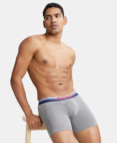 Image of Jockey ZN03 Men's Super Combed Cotton Elastane Stretch Solid Boxer Brief with Ultrasoft Waistband