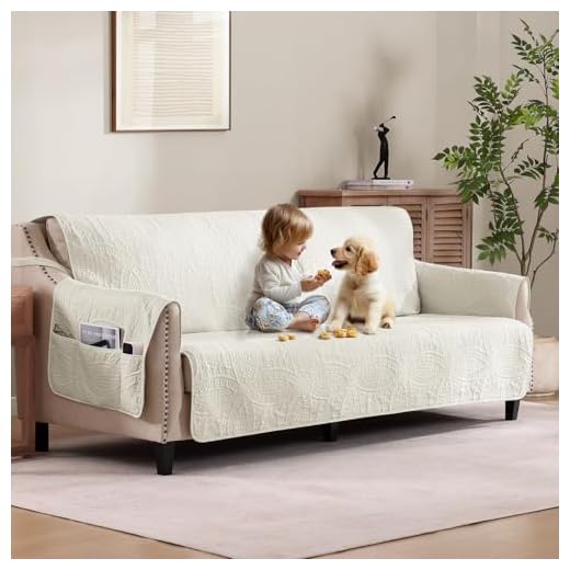 Pamhaven Anti-Slip Sofa Slipcovers with Pockets