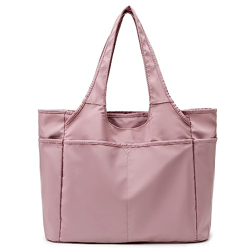 MAYMOONER Bolsa de mano de gran capacidad para mujer, multibolsillo, casual, con cremallera, para el trabajo, viajes, universidad, yoga, uso diario, Pink, Talla única