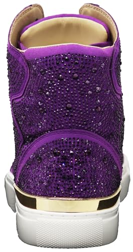 Image of Enzo Romeo Men's Fashion High Top Crystal Shimmer Rhinestone Blink Flat Sneakers Shoes